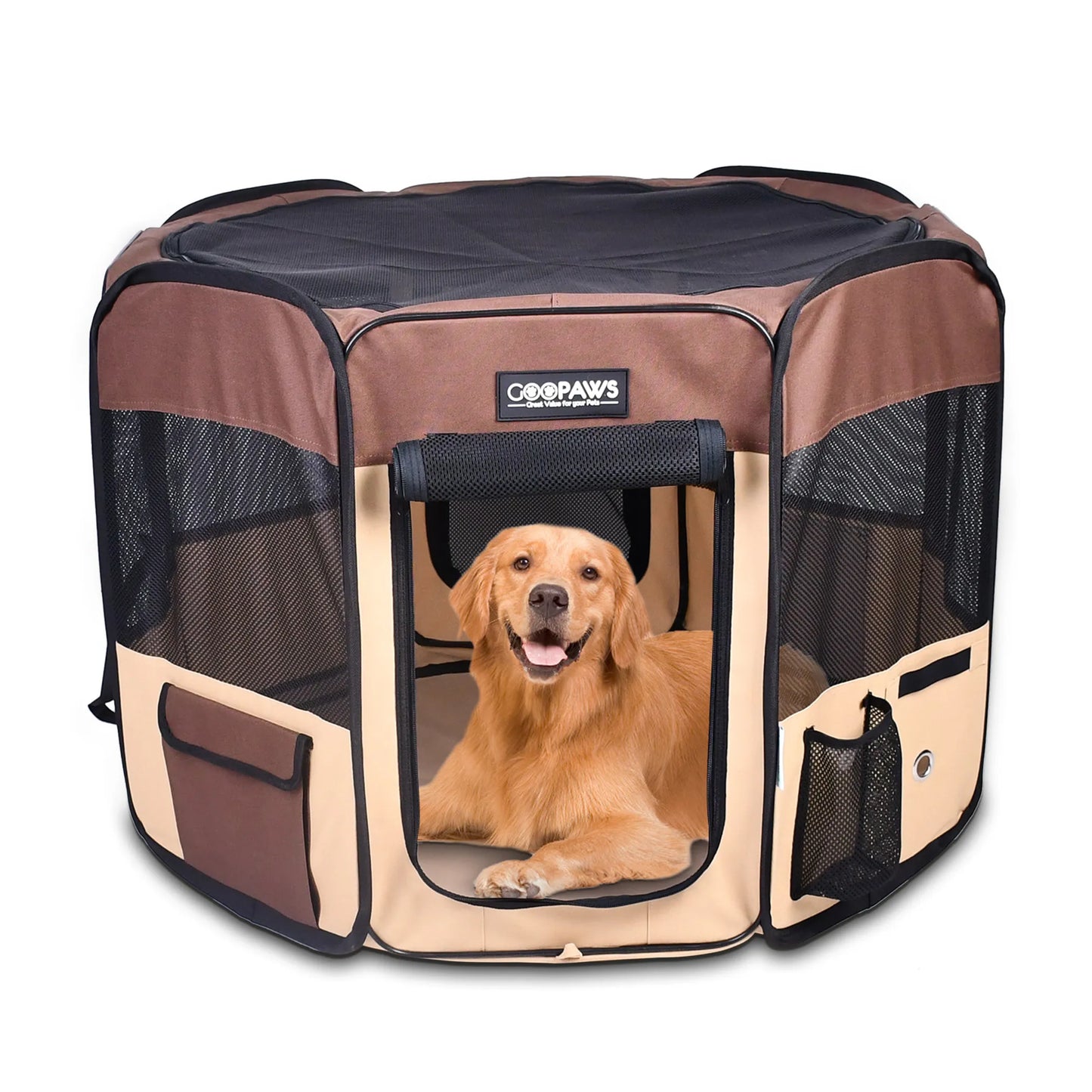 Portable Soft Dog Playpen 36 to 61 Inch – Foldable exercise pen with carry bag – Indoor outdoor puppy and cat kennel – Rosie's Pet Paradise