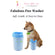 Fabulous Paws Cleaning Cup for dogs in blue with soft bristles, shown with a Shiba Inu. No more dirty and wet floors after walks.