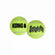 Two green KONG SqueakAir tennis balls designed for dog fetch play, with the brand name 'KONG' and the product line 'SqueakAir' displayed prominently.