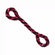 A red and black braided cotton and fleece dog toy with double ring ends for tug-of-war games.