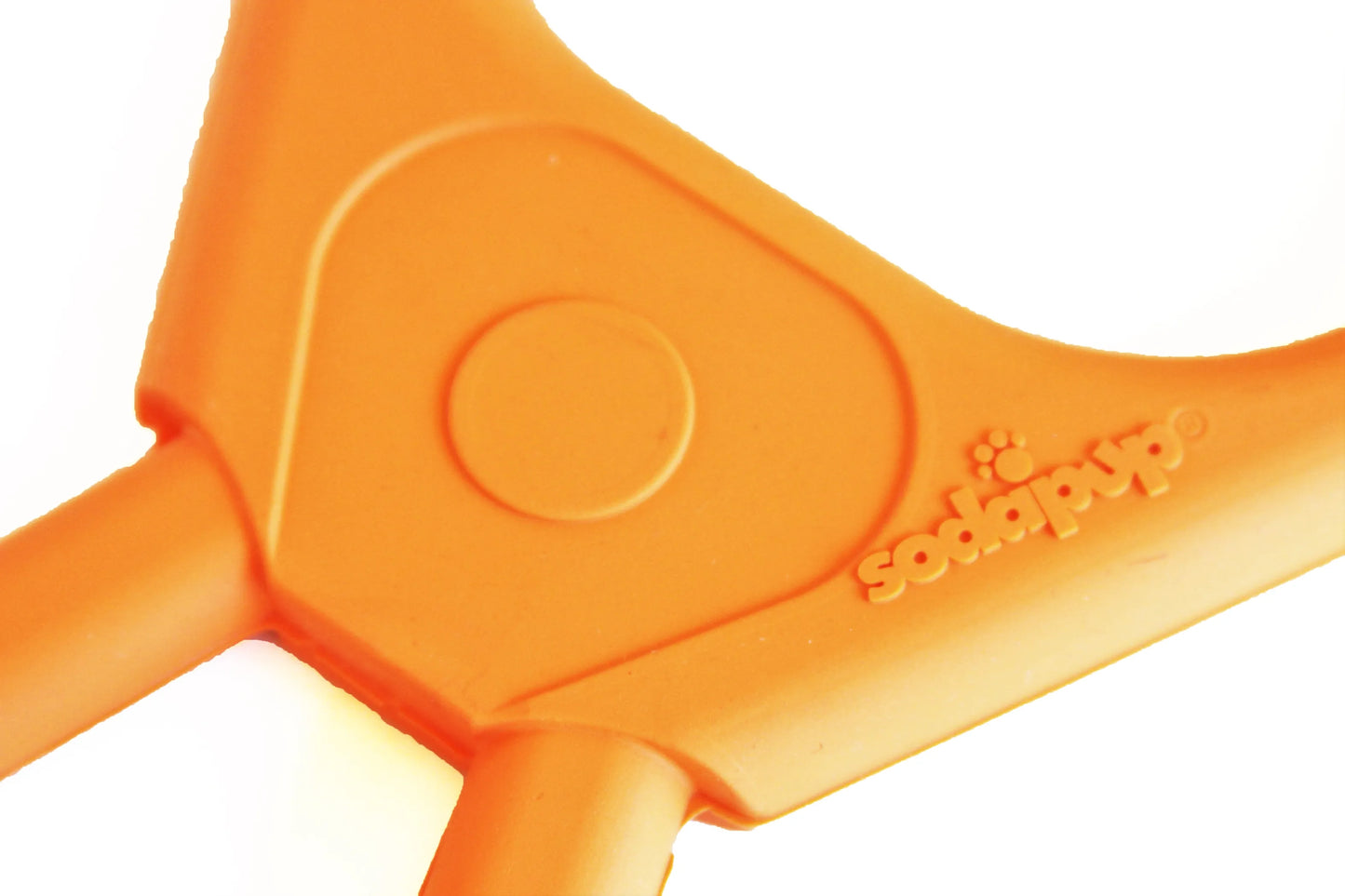 Close-up of an orange plastic tool with a brand logo on a white background
