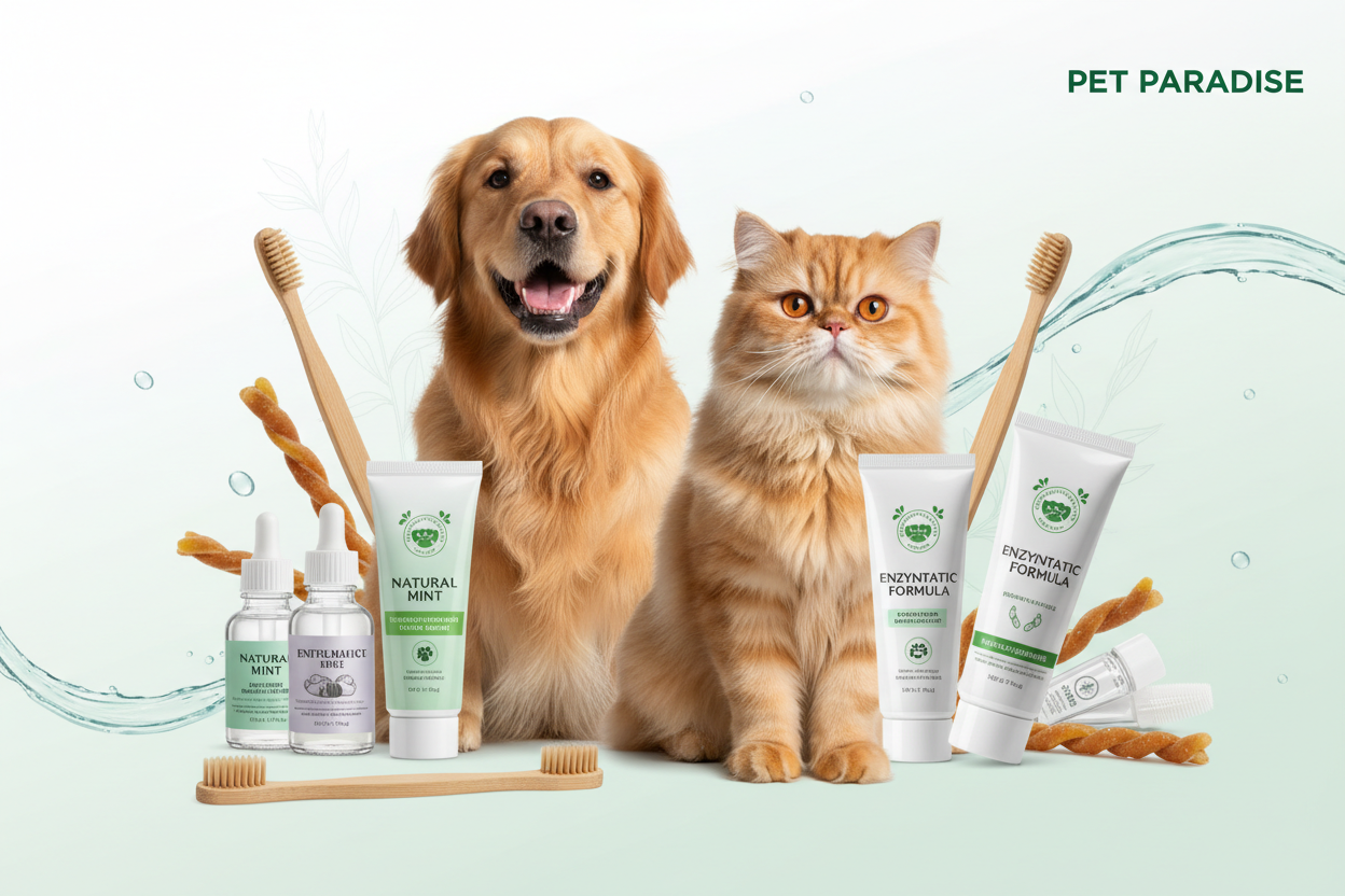 Happy pets with clean teeth