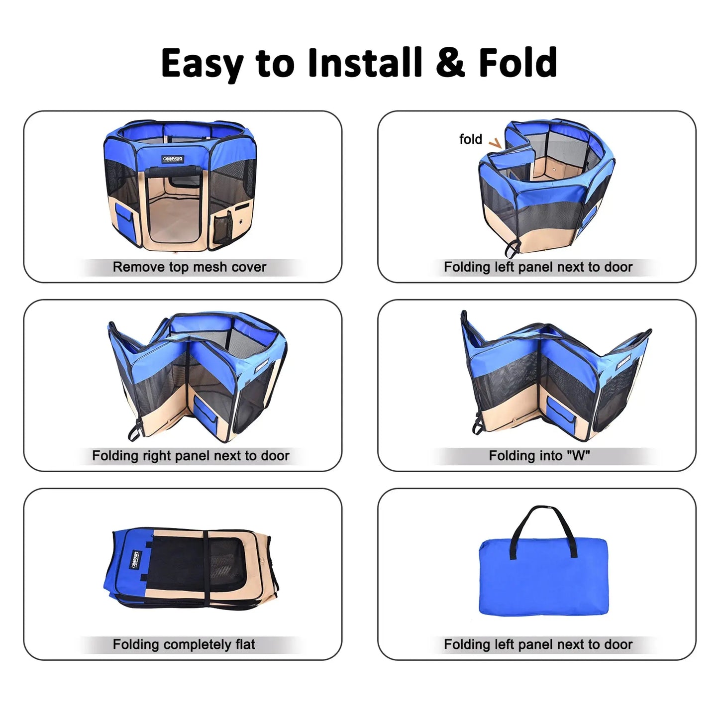 Portable dog playpen for indoor and outdoor use  36X36X24 INCH 45X45X24 INCH 61X61X30 INCH
