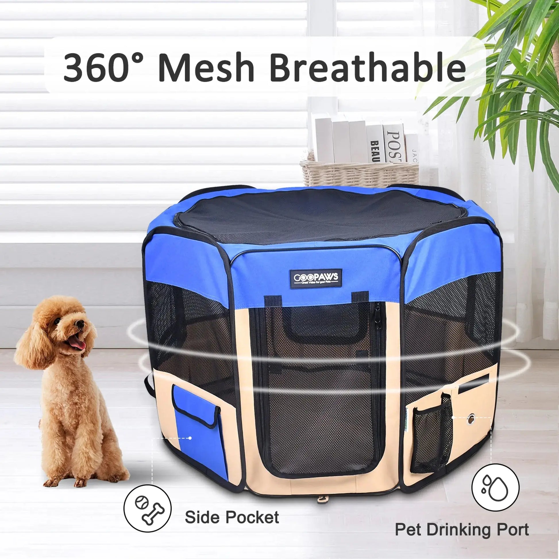 Portable dog playpen for indoor and outdoor use  36X36X24 INCH 45X45X24 INCH 61X61X30 INCH