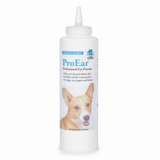 ProEar ear powder bottle with a dog illustration on a white background