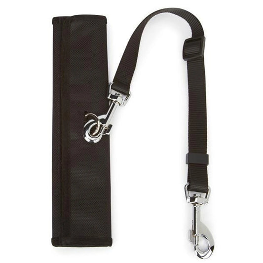 Ride Right Seat Belt Connector Black – Dog car safety leash with metal clip and pouch – Rosie's Pet Paradise