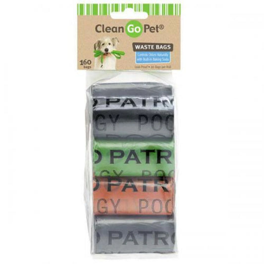 Pack of Clean Go Pet waste bags with visible branding on a white background