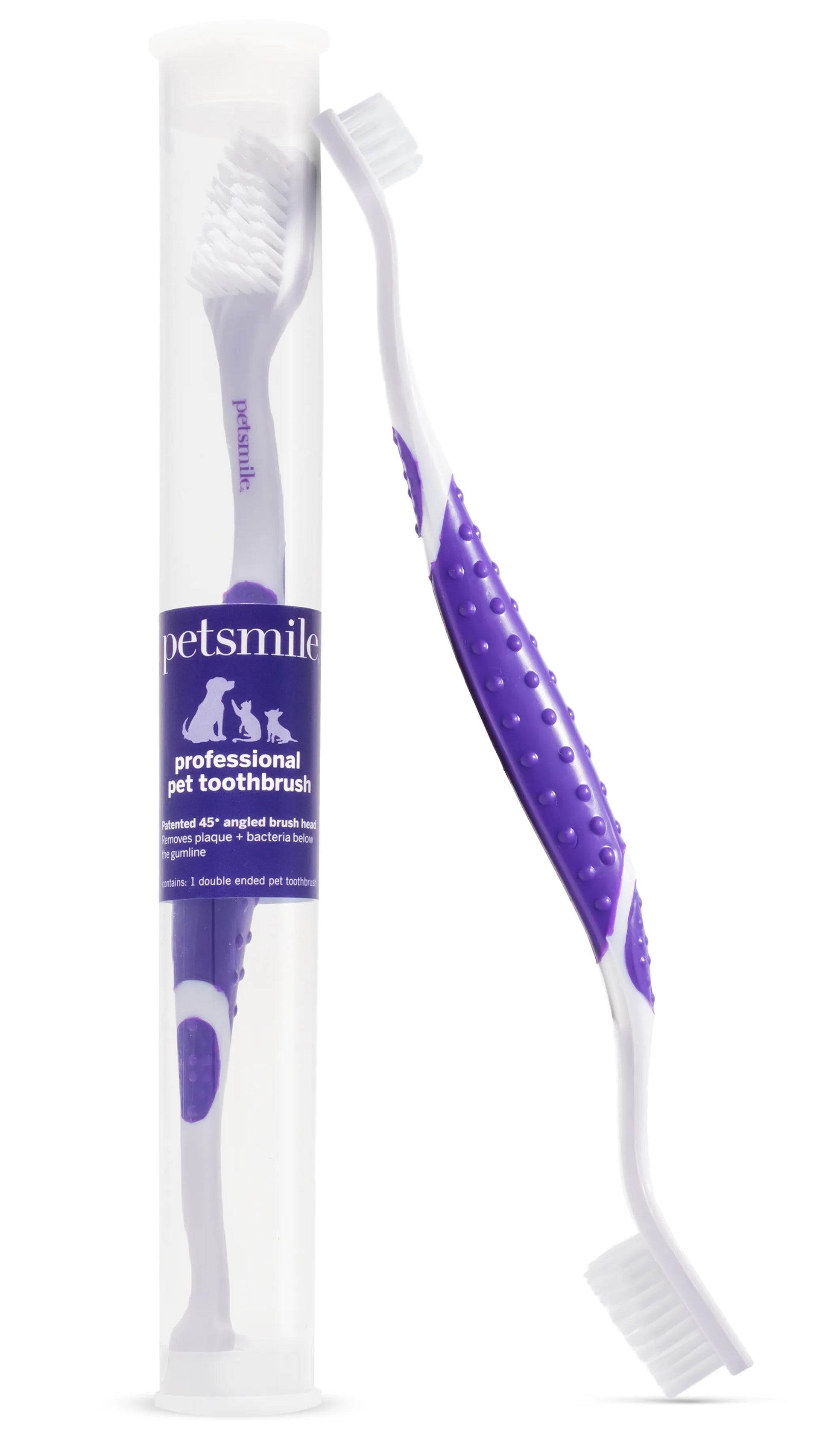 Professional Pet Toothbrush - Patented 45 Degree Dual-Ended Brush Head