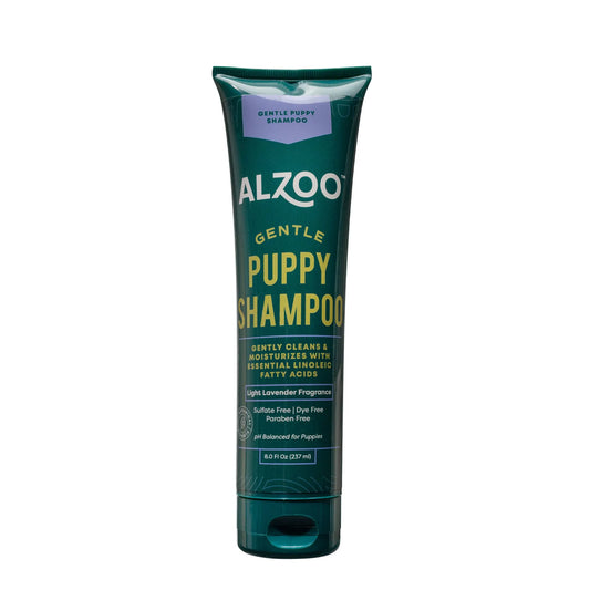 “ALZOO Plant-Based Grooming Shampoo for Puppies, 8 fl oz tube.”