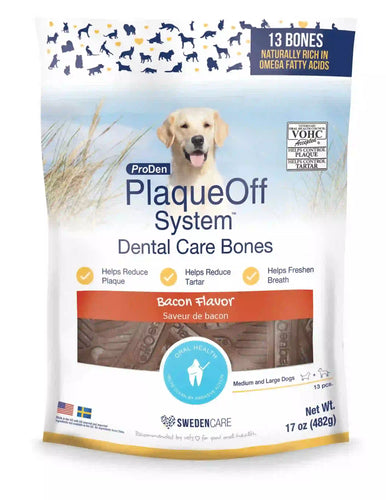 Dental Care Bones are the only chews on the market that contain the 100% natural and clinically proven kelp ingredient A.N ProDen(TM). Dental Care Bones help oral problems with double action - ProDen PlaqueOff System(TM)