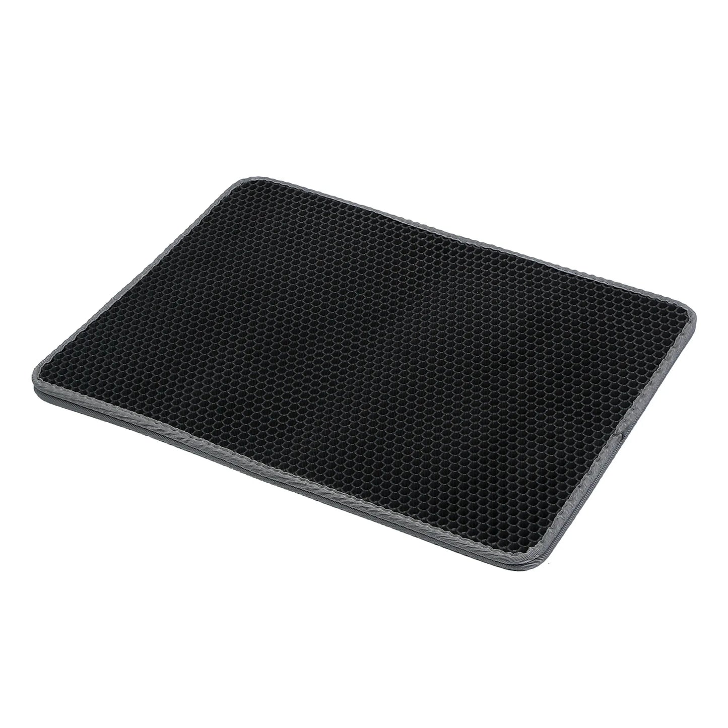 Black honeycomb mat on a white background