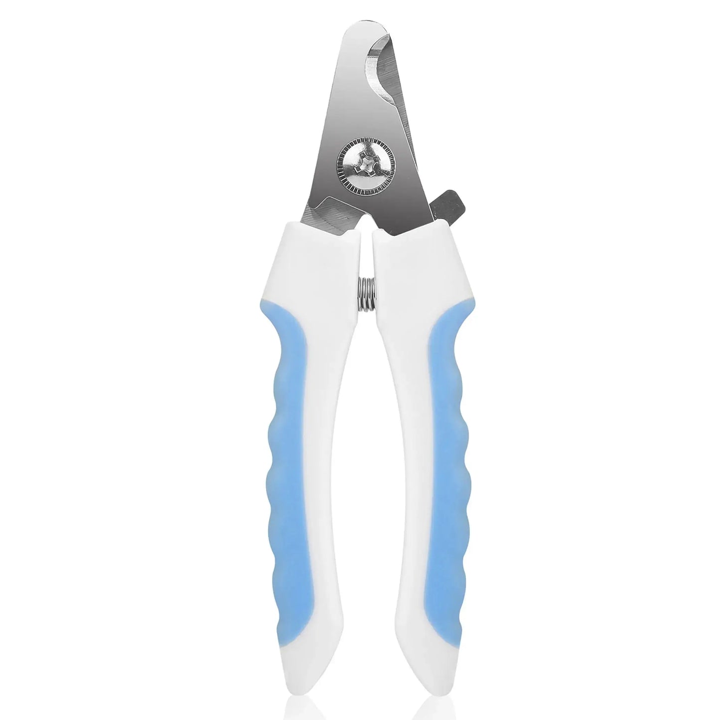 Dog Nail Clippers – White and blue handled pet nail clippers on white background – Professional dog nail clippers – Rosie's Pet Paradise