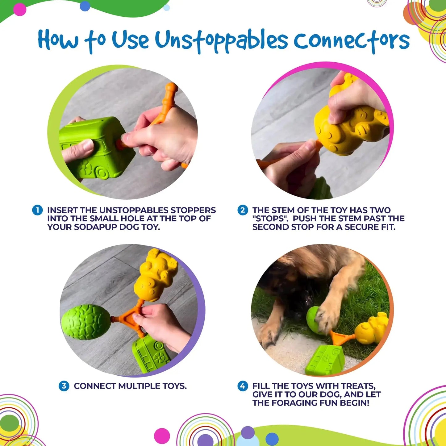 SodaPup Unstoppables Connectors dog treat dispenser toy