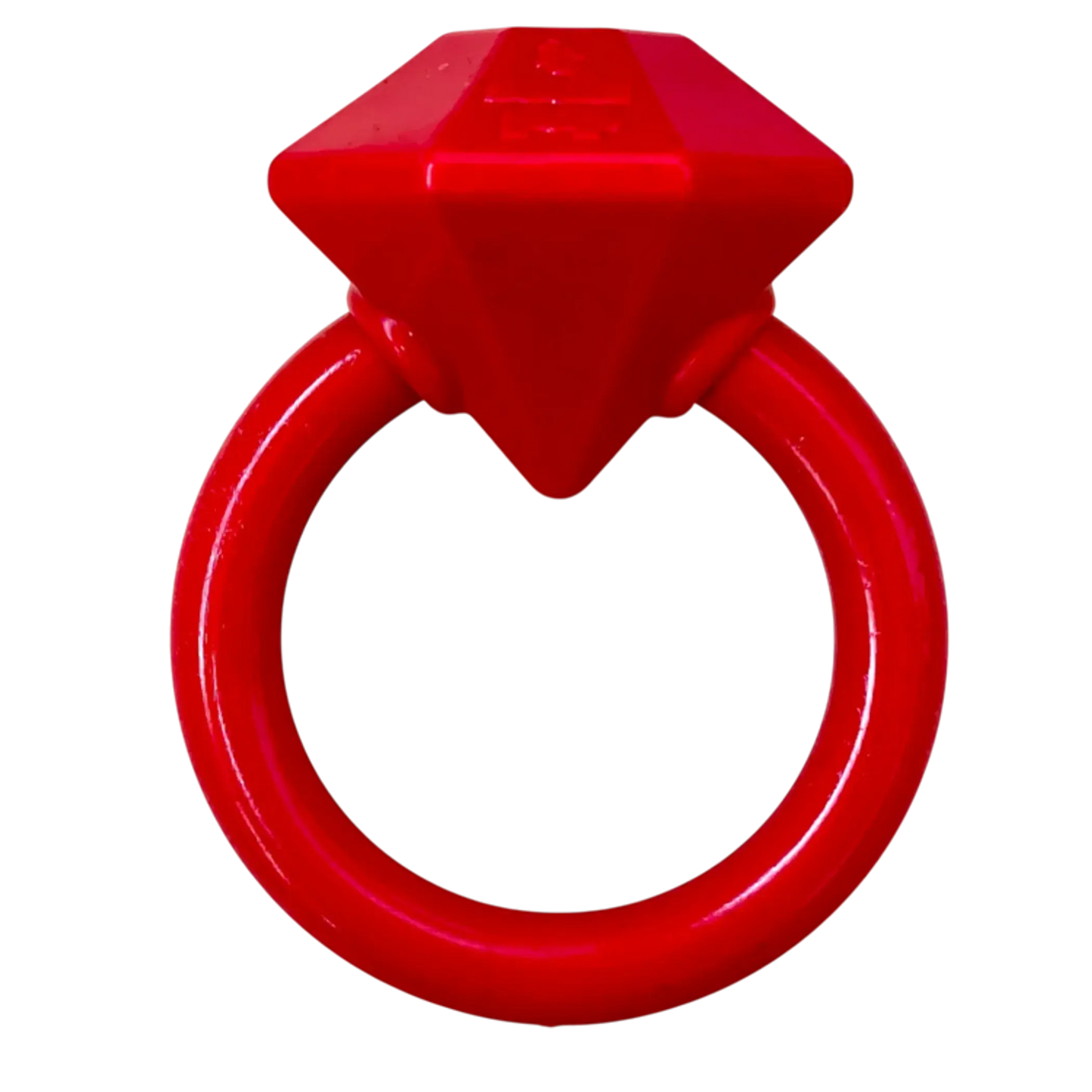 Diamond Ring Nylon Teething Ring for Puppies – Red and beige diamond chew rings on white background – Puppy teething toy – Rosie's Pet Paradise