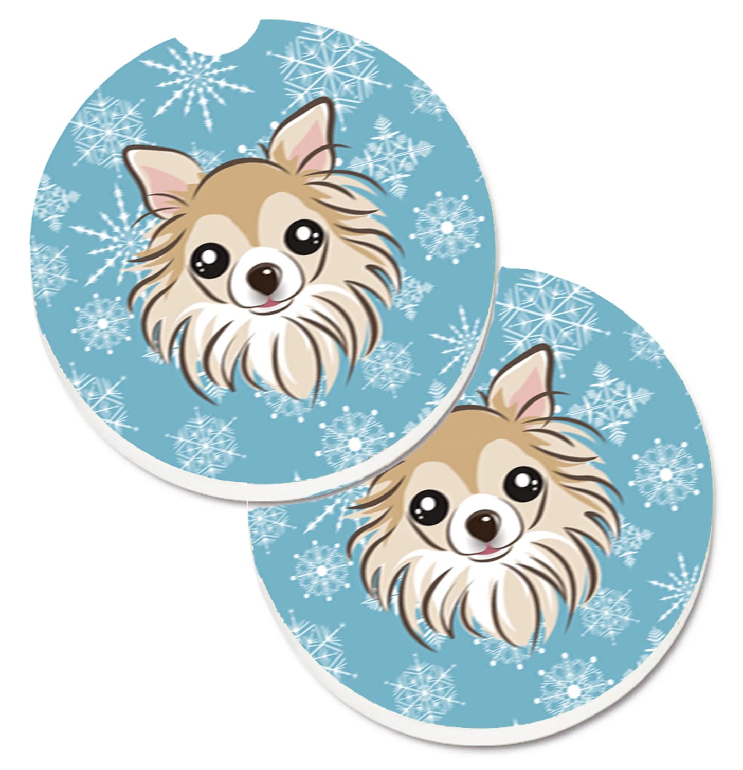 Dog Themed Holiday Christmas Cup Holder Car Coasters (Set of 2) - Color: Christmas | Size: 2.5 X 2.5 | Pack Of: 1 set