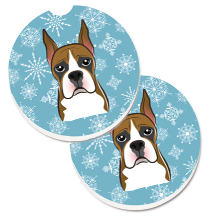 Dog Themed Holiday Christmas Cup Holder Car Coasters (Set of 2) - Color: Christmas | Size: 2.5 X 2.5 | Pack Of: 1 set