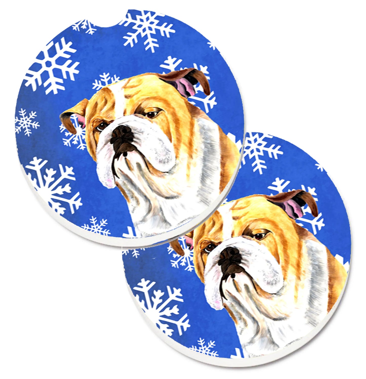 Dog Themed Holiday Christmas Cup Holder Car Coasters (Set of 2) - Color: Christmas | Size: 2.5 X 2.5 | Pack Of: 1 set