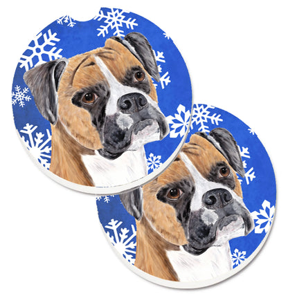 Dog Themed Holiday Christmas Cup Holder Car Coasters (Set of 2) - Color: Christmas | Size: 2.5 X 2.5 | Pack Of: 1 set