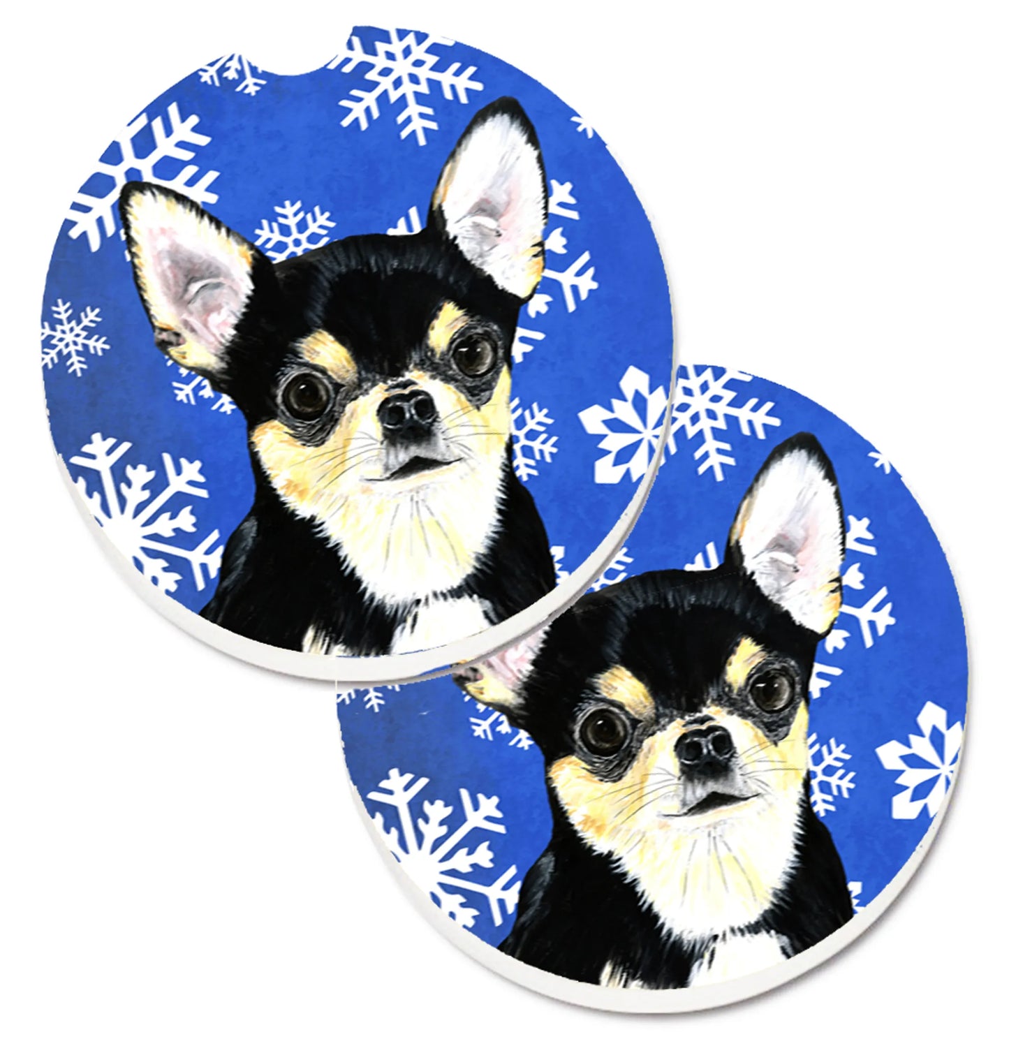 Dog Themed Holiday Christmas Cup Holder Car Coasters (Set of 2) - Color: Christmas | Size: 2.5 X 2.5 | Pack Of: 1 set