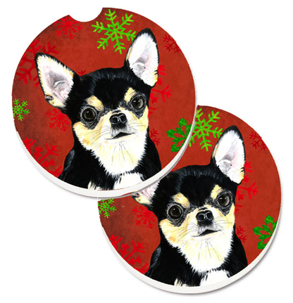 Dog Themed Holiday Christmas Cup Holder Car Coasters (Set of 2) - Color: Christmas | Size: 2.5 X 2.5 | Pack Of: 1 set