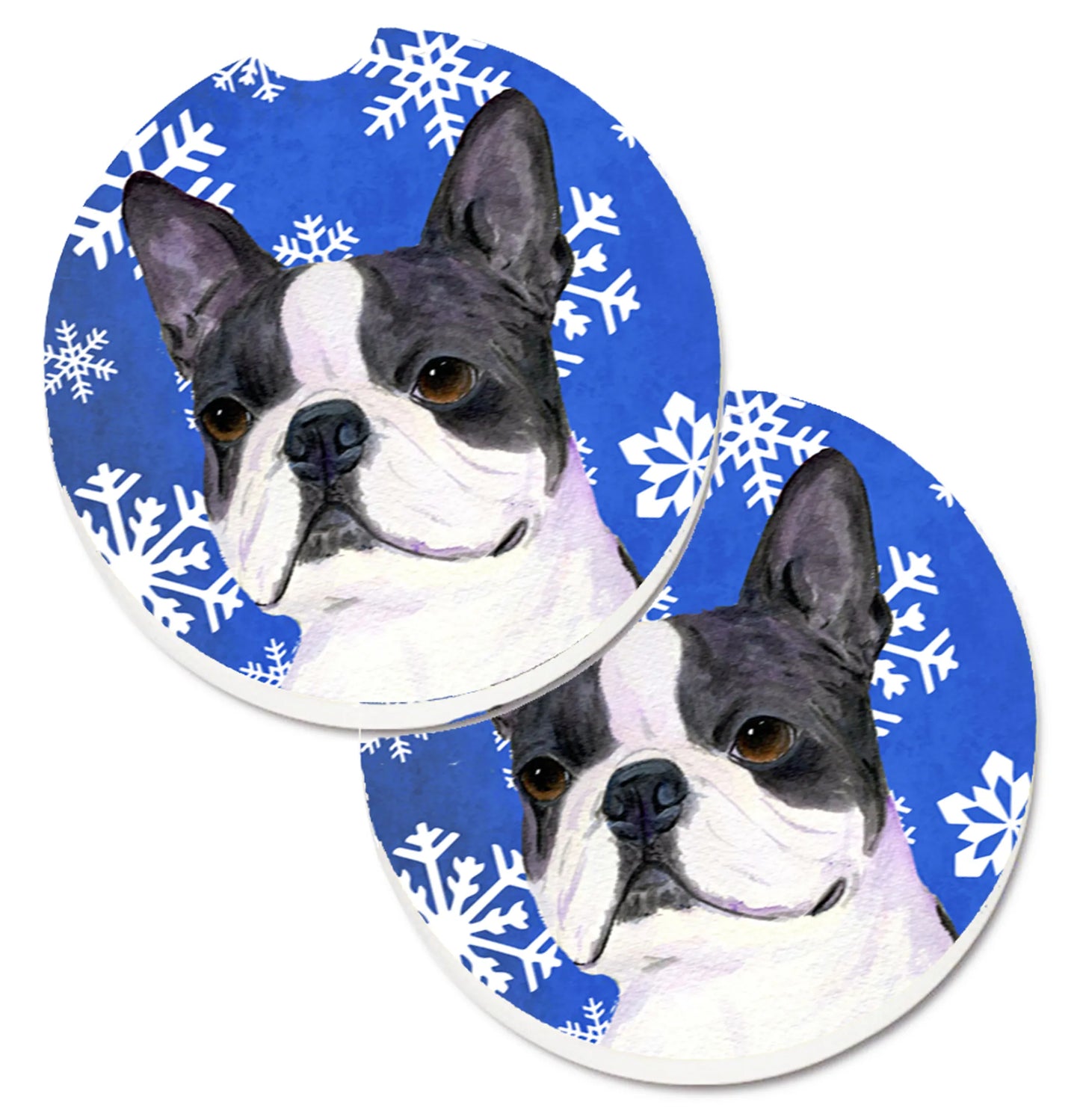 Dog Themed Holiday Christmas Cup Holder Car Coasters (Set of 2) - Color: Christmas | Size: 2.5 X 2.5 | Pack Of: 1 set