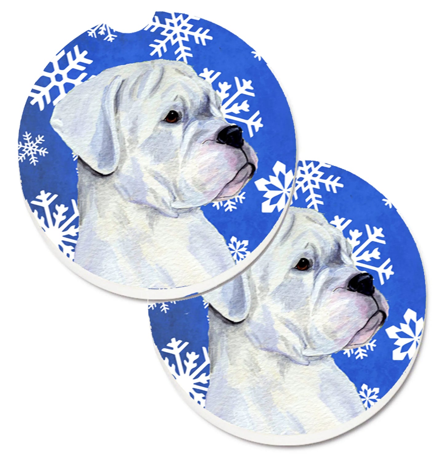 Dog Themed Holiday Christmas Cup Holder Car Coasters (Set of 2) - Color: Christmas | Size: 2.5 X 2.5 | Pack Of: 1 set