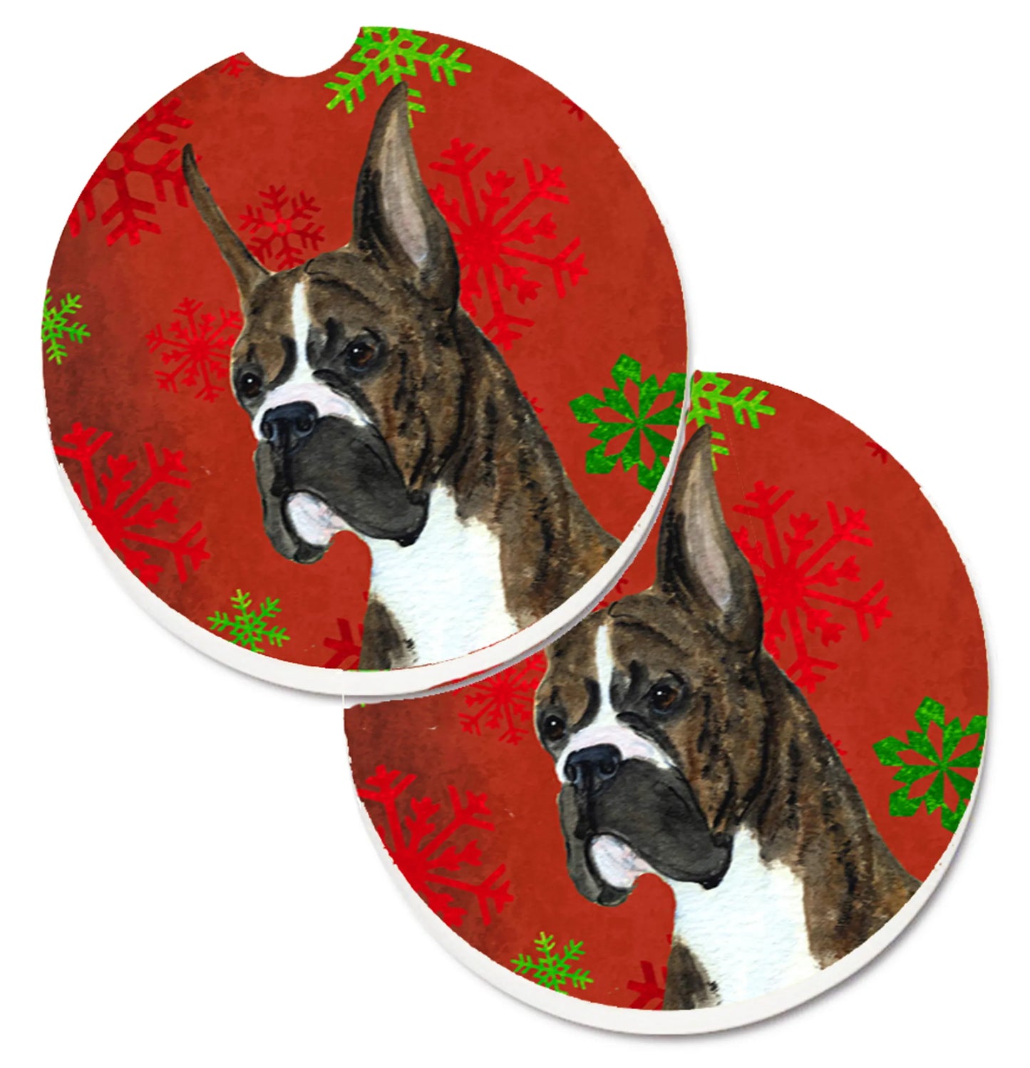 Dog Themed Holiday Christmas Cup Holder Car Coasters (Set of 2) - Color: Christmas | Size: 2.5 X 2.5 | Pack Of: 1 set