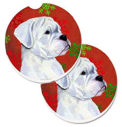 Dog Themed Holiday Christmas Cup Holder Car Coasters (Set of 2) - Color: Christmas | Size: 2.5 X 2.5 | Pack Of: 1 set