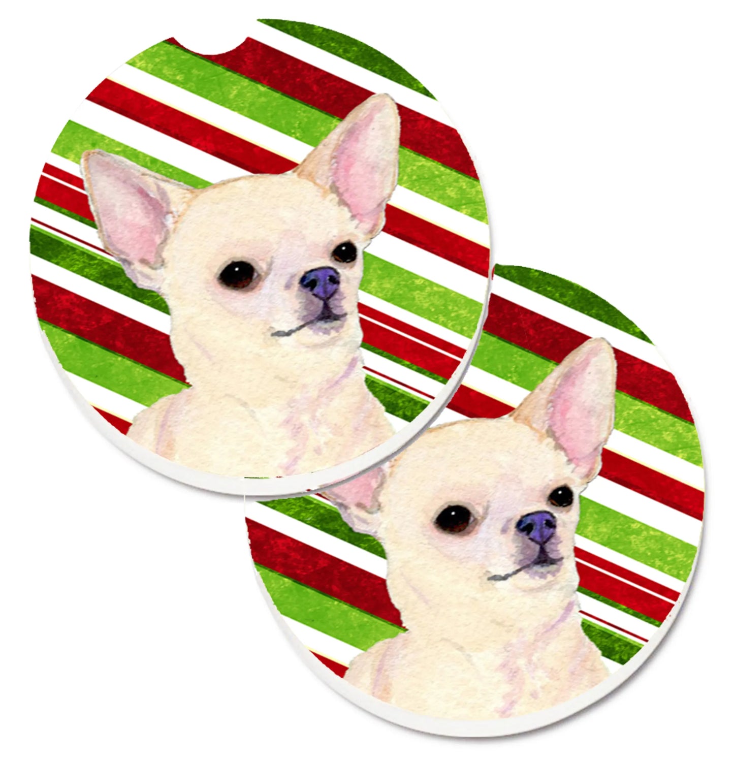 Dog Themed Holiday Christmas Cup Holder Car Coasters (Set of 2) - Color: Christmas | Size: 2.5 X 2.5 | Pack Of: 1 set