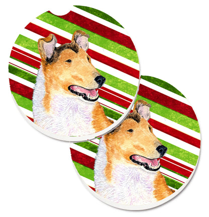 Dog Themed Holiday Christmas Cup Holder Car Coasters (Set of 2) - Color: Christmas | Size: 2.5 X 2.5 | Pack Of: 1 set