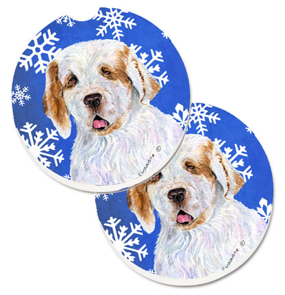 Dog Themed Holiday Christmas Cup Holder Car Coasters (Set of 2) - Color: Christmas | Size: 2.5 X 2.5 | Pack Of: 1 set