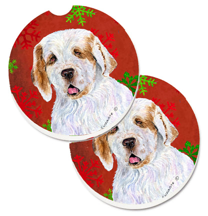 Dog Themed Holiday Christmas Cup Holder Car Coasters (Set of 2) - Color: Christmas | Size: 2.5 X 2.5 | Pack Of: 1 set