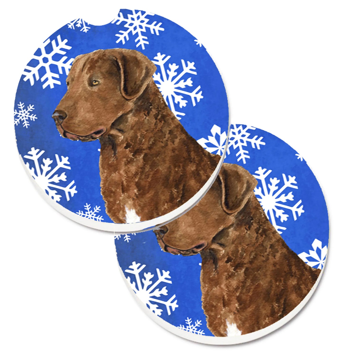 Dog Themed Holiday Christmas Cup Holder Car Coasters (Set of 2) - Color: Christmas | Size: 2.5 X 2.5 | Pack Of: 1 set