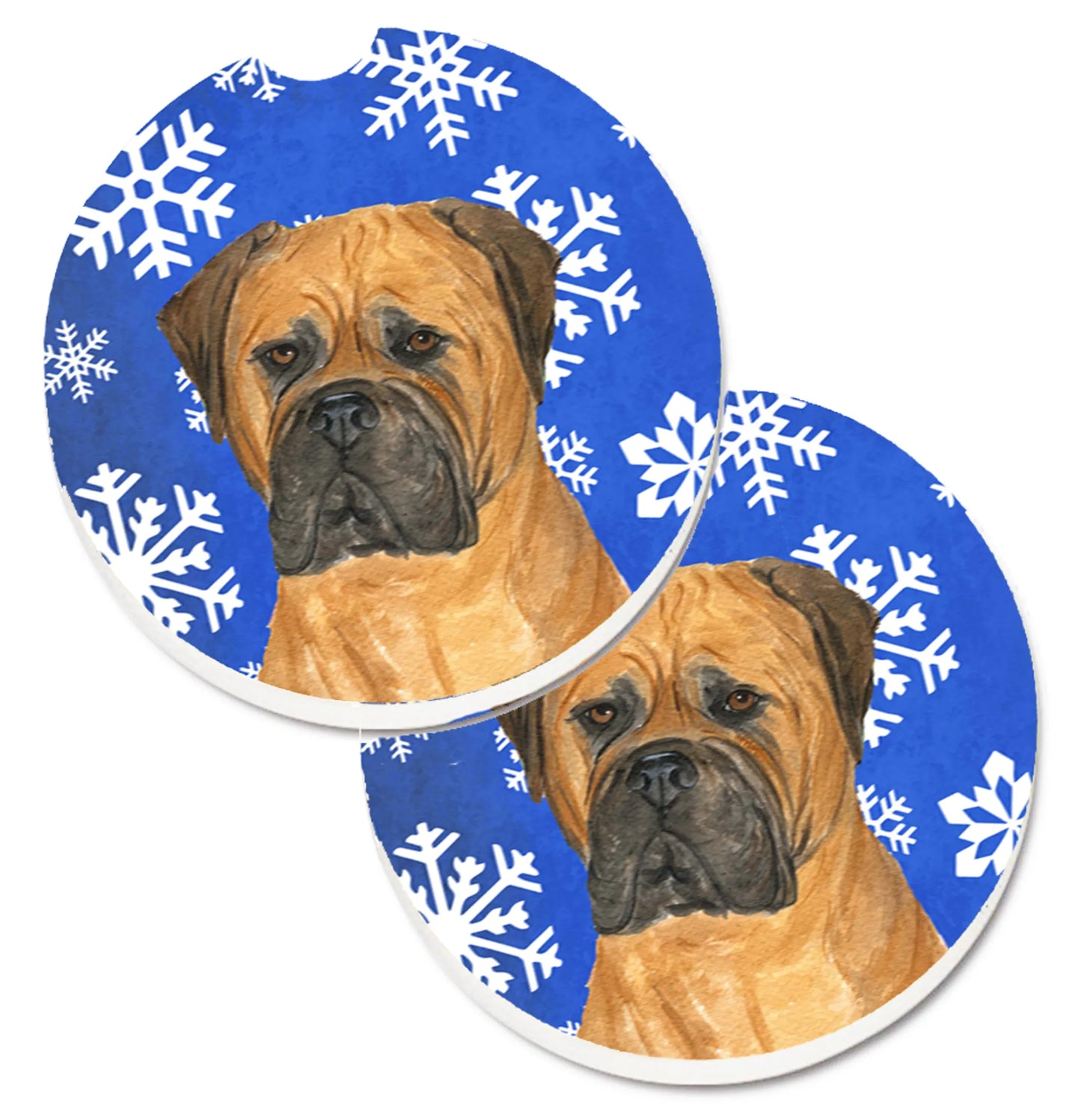 Dog Themed Holiday Christmas Cup Holder Car Coasters (Set of 2) - Color: Christmas | Size: 2.5 X 2.5 | Pack Of: 1 set