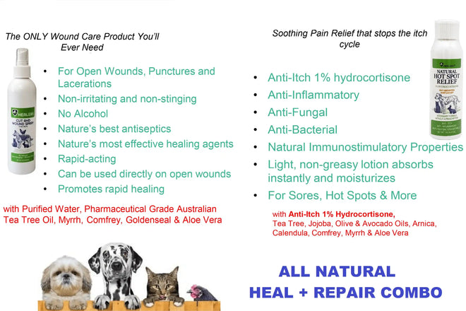 Healers Heal & Repair Kit  treat your pet to pain relief when you shop pet first aid from Healers Pet-care. Kit includes both a wound spray.