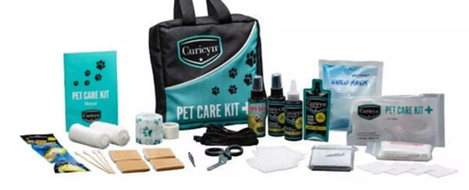 The Curicyn Pet Care Kit, 35 pc., offers a comprehensive range of veterinary-approved products to support your pet's health and recovery.