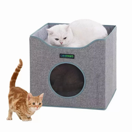 Foldable Cat Condo - Cat Cube House with Cushions